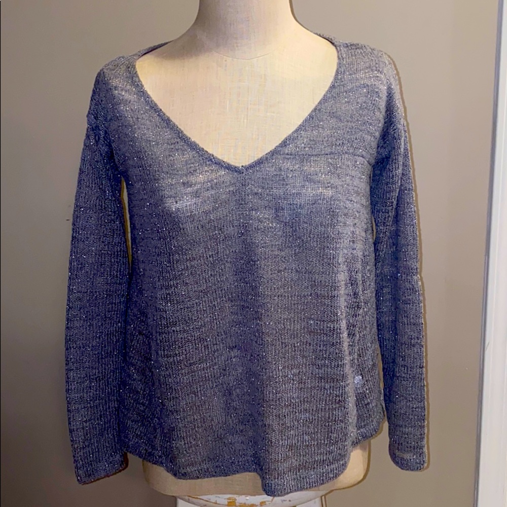 Grey and silver v-neck sweater
